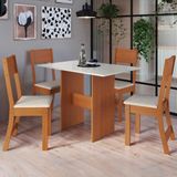 Conjunto Sala De Jantar Fidelitá Siena Com 4 Cadeiras Freijó/off-white Assento Linho