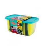 Pack De Esponjas Abrasivas Com Pote Verde Esfrebom 6un - Bettanin