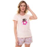 Pijama Short Doll Manga Curta Feminino Donut Luna Cuore