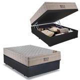 Cama Box Baú Casal Sintético + Colchão Ortobom Airtech Molas Ensacadas 138x188x65 Cinza