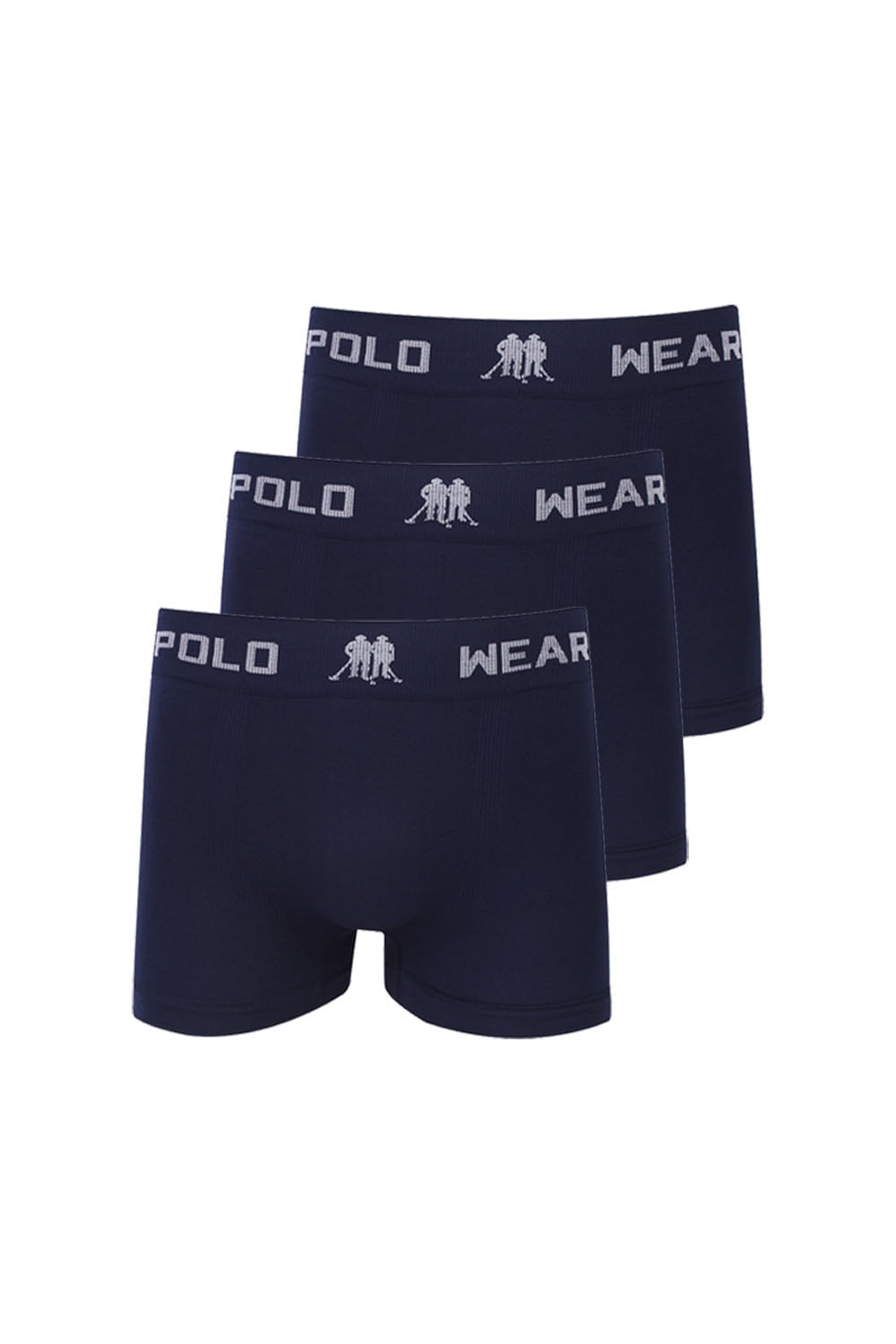 Kit 3 Cuecas Masculinas Boxer Microfibra Lisa Polo Wear Azul Escuro