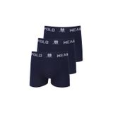 Kit 3 Cuecas Masculinas Boxer Microfibra Lisa Polo Wear Azul Escuro