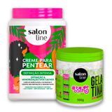 Kit Creme De Pentear Salon Line Definição Intensa 1kg E Gelatina Salon Line 550g