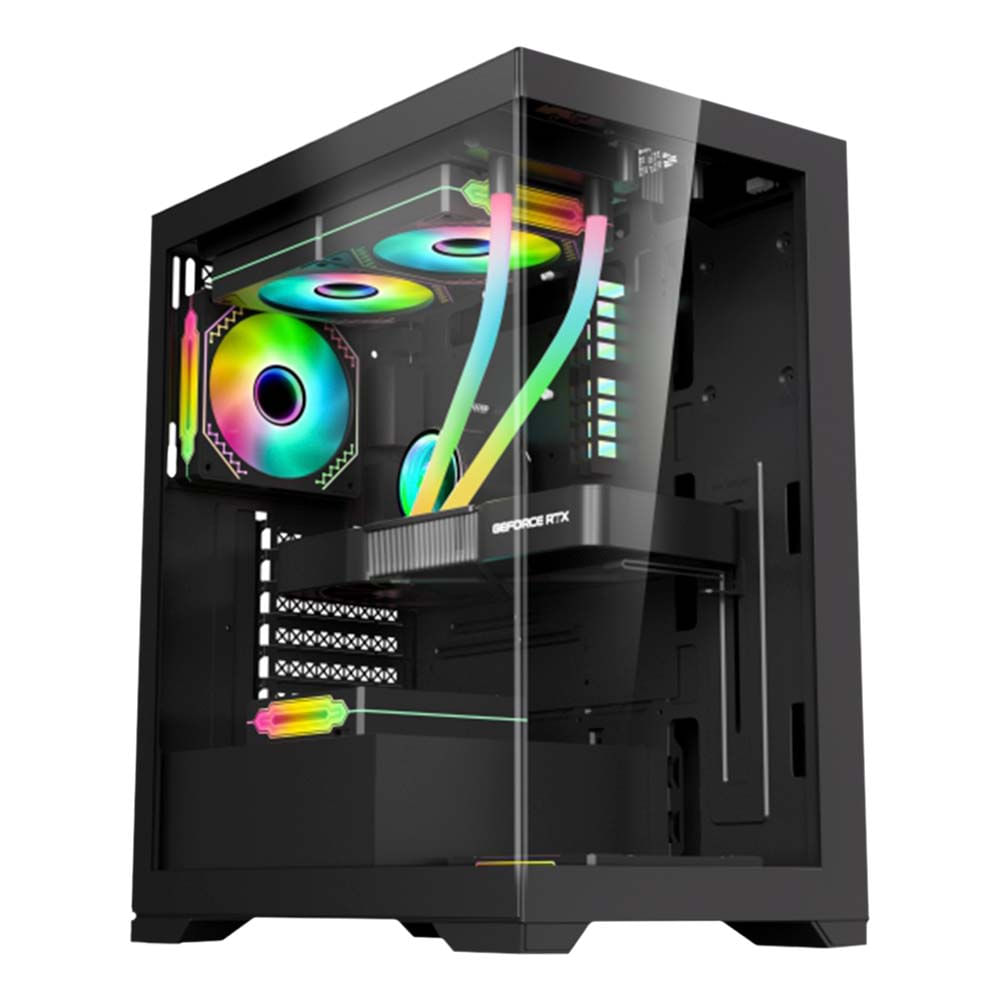 Gabinete Gamer K-mex Aquario Poseidon Cg-11g4 Preto Atx Lateral Em Vidro Sem Fan U Unica Unica