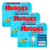 Kit 3 Fralda Huggies Tripla Proteção Mega Xg - 96 Unidades