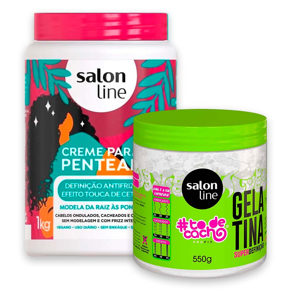 Kit Creme De Pentear Salon Line Definição Antifrizz 1kg E Gelatina ...