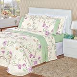 Cobre Leito Estampado Micropercal 200 Fios Naturale Queen 03 Peças - Belle