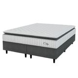 Cama Box Colchão Casal Queen Molas Ensacadas City Pillow Top 158x188x61cm Hellen Branco-Preto Suporta até 110kg por Pessoa