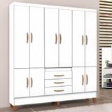 Guarda Roupa Casal Pitanga Mdf 10pts 3gav E Pés Madeform Branco