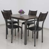 Mesa Lisboa 120 Cm Com 4 Cadeiras Aço Craqueado-preto