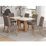 Conjunto De Mesa Henn Lins Com 6 Cadeiras Bella 1,60 Tampo De Vidro