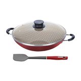 Panela Wok Paris Alumínio Antiaderente 36cm E Espátula De Silicone Verano Vermelho - Tramontina