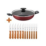 Kit - Jogo De Churrasco Inox 12 Peças Dynamic + 1 Panela Wok 3,3l 28cm Vermelha - Tramontina