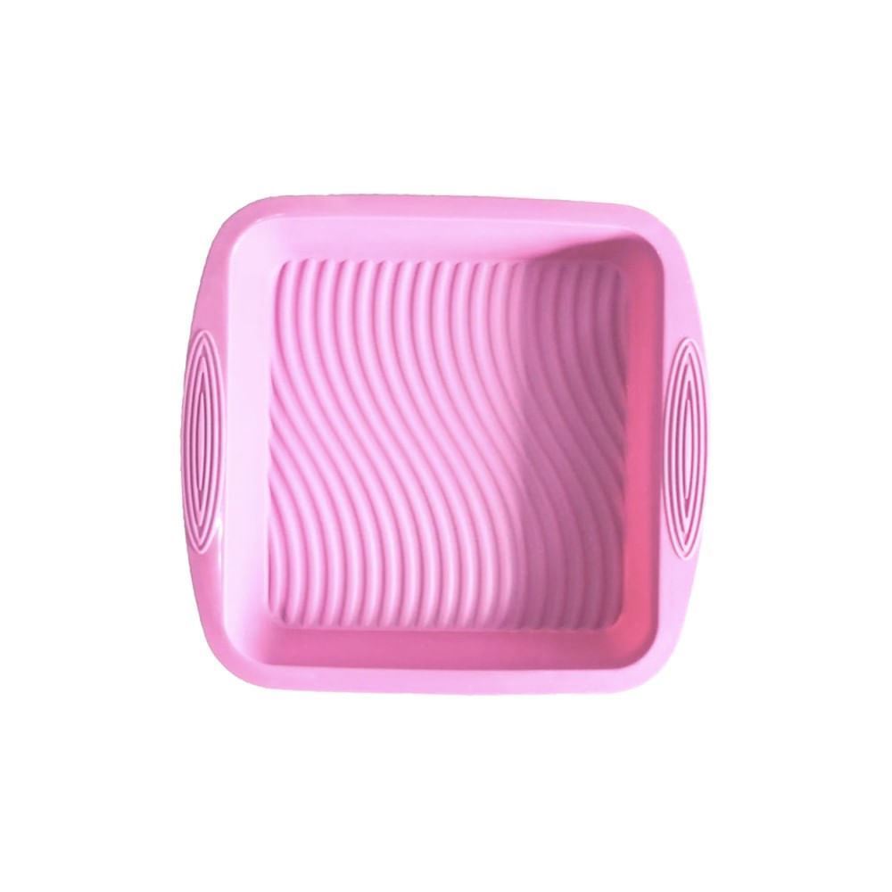 Forma De Silicone Quadrada Rosa 22 x 22 x 5 Cm