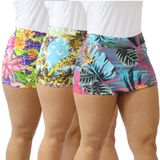 Kit 3 Shorts Saia Feminino Fitness Estampado Cotton Academia Sortido, P