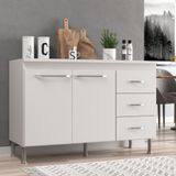 Balcão Modulado Para Cozinha Com Tampo Fidelitá Viena 120cm 2 Portas 3 Gavetas Branco
