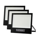 3 Refletores Taschibra Led Tr Slim 200w 6500k Preto Autovolt