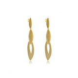 Brinco Grande De Folhas Sobrepostas Folheado Em Ouro 18k