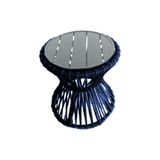 Mesa De Centro Sol Em Corda Náutica E Base Em Alumínio Cinza 50cm Azul Marinho - Cor: Azul