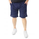 Shorts Masculino Plus Size Liso Dry Fit Com Bolso Elástico Azul, G2