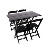 Conjunto Restaurante De Mesa Dobravel De Madeira 1,20x70 Com 4 Cadeiras Preto - Preto