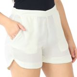 Shorts Feminino Shortinho Liso Com Bolsos Elástico Verão Branco, M