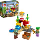 LEGO Minecraft The Coral Reef 21164 Hands-on Minecraft Marine Toy Featuring Alex, a Drowned and 2 Cool Puffer Fish, New 2021 (92 Pieces)