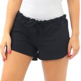 Shorts Feminino Moletinho C  Listra Elástico Shortinho Verão Preto, P