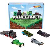Minecraft Hot Wheels Character Vehicle 5-Pk Collector Set, 1:64 Scale Collectible Cars and Trucks for Play and Display, Gift for Kids Age 3 and Older