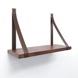 Prateleira Em Mdf Castanho 30x15cm Com Alça Cor Café