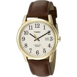 Relógio de couro de leitor fácil da Timex Men's Easy Strap 38mm