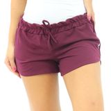 Shorts Feminino Moletinho C  Listra Elástico Shortinho Verão Vinho, P