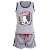 Pijama Short Doll Regata Cachorrino Juvenil Menina Luna Cuore Mescla/marinho