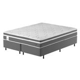 Cama Box Colchão Casal Queen Molas Ensacadas Euro In Up 158x198x64cm Probel Cinza / Branco