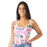 Blusa Feminina Regata Com Estampa Love Viscolycra Verão  Lilás, M