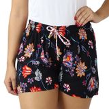 Shorts Feminino Curto Soltinho Estampado Florido Elástico Preto Vermelho, P