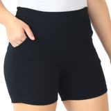 Shorts Crepe Feminino Liso Bolsos Elástico Cós Alto Verão Preto, P