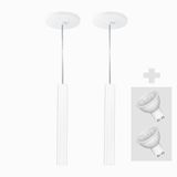 Kit 2 Pendente Tubo Palito 30cm - Branco + Lampada Led 4w