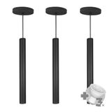 Kit 3 Pendente Tubo Palito 45cm - Preto + Lampada Led 4w