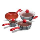 Jogo de Panelas Philco Redstone PKT407 Vermelha 4 Peças