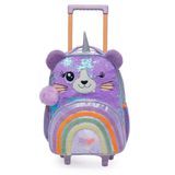 Mochila Rodinhas Pack Me Sweet Leopardo Paetê Roxo Pacific