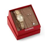 Kit Relógio Mondaine Dourado Feminino 32608lpmkde1k1