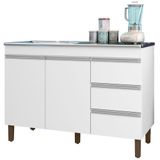 Balcão Gabinete Com Pia 120cm 2 Portas Karen P14 Branco - Mpozenato