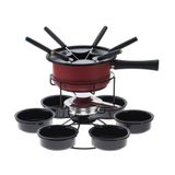 Aparelho De Fondue Antiaderente Giratório Vermelho 16 Peças