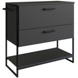 Gabinete Banheiro Industrial 80 Cm 1028 Grafite Aço Preto Pp Grafite Preto