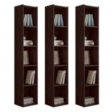 Estante Livreiro Com Prateleiras Janaína Kit 3 Unid Marrom