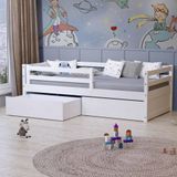 Cama Solteiro Slim Rb Com 02 Gavetas E Grade De Proteção Madeira Maciça Branco Housin