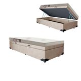 Cama Box Baú Solteiro Suede + Colchão Light Espuma D23 Liso Ortobom 56x88x188 Bege