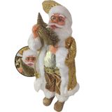 Boneco Papai Noel Dourado Natal 45cm Grande Natalino Arvore Decoraçao Presentes Festas