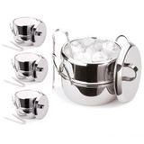 Kit 4 Baldes De Gelo Inox Térmico Com Pegador De Gelo Tampa